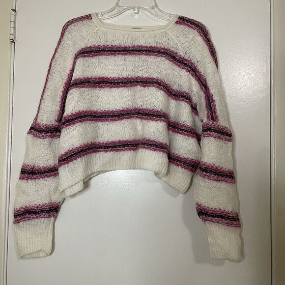 FREE PEOPLE HOCKLEY STRIPED OVERSIZED ALPACA WOOL SWEATER SIZE SMALL - Picture 2 of 5